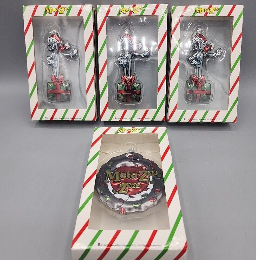 MetaZoo 2022 Christmas Pin Club Set of 4 Ornaments ONLY 2 Kinds of Pins